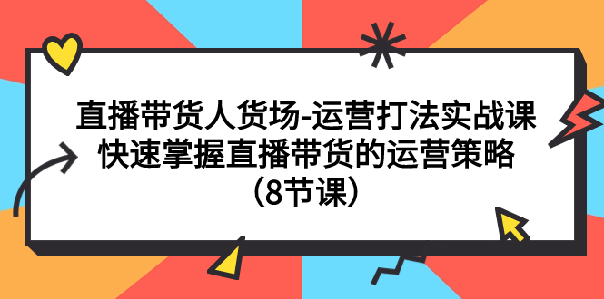 （7672期）直播带货人货场-运营打法实战课：快速掌握直播带货的运营策略（8节课）