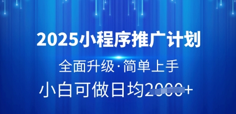 2025年小程序推广计划：全面升级，简单易用，日均收益提升-北漠网络